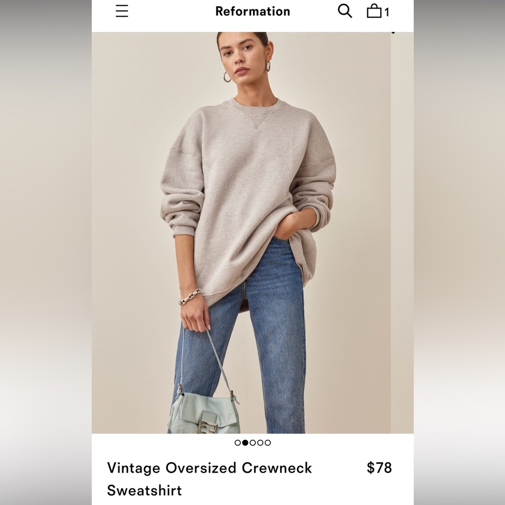 BNWT Reformation vintage oversized crewneck sweatshirt - color-cream